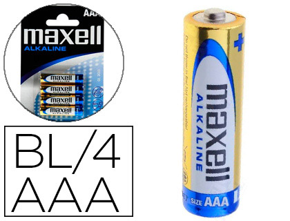 PILHA MAXELL ALCALINA 1.5 V TIPO AAA LR03 BLISTER DE 4 UNIDADES