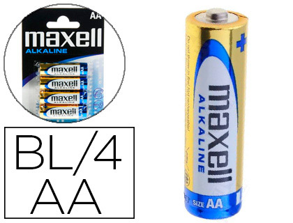 PILHA MAXELL ALCALINA 1.5 V TIPO AA LR06 BLISTER DE 4 UNIDADES