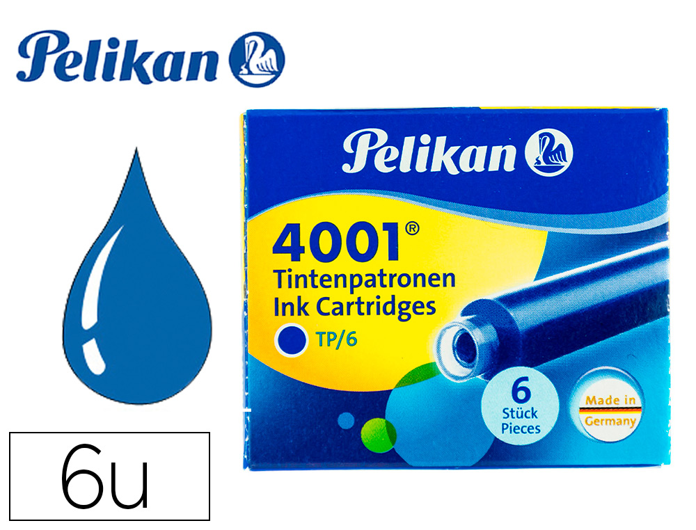 RECARGA PARA CANETA PELIKAN 4001 AZUL REALCAIXA 6 UNIDADES