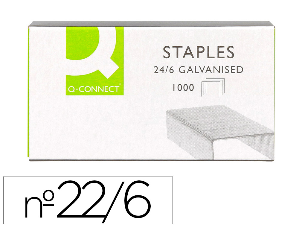 AGRAFES Q-CONNECT GALVANIZADOS 22/6 24/6 CAIXA 1000 UNIDADES