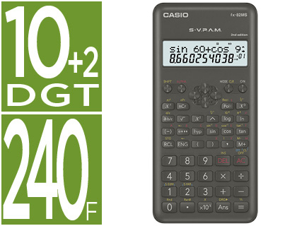 CALCULADORA CASIO FX-82 MS CIENTIFICA 240 FUNCOES VISOR DUPLO