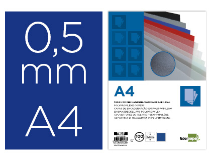 CAPA ENCADERNACAO LIDERPAPEL POLIPROPILENO A4 0.5MM AZUL OPACO EMBALAGEM DE 100 UNIDADES