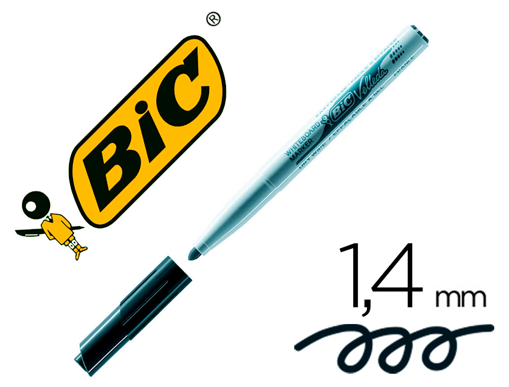 MARCADOR BIC VELLEDA PARA QUADRO BRANCO - PRETO PONTA REDEONDA