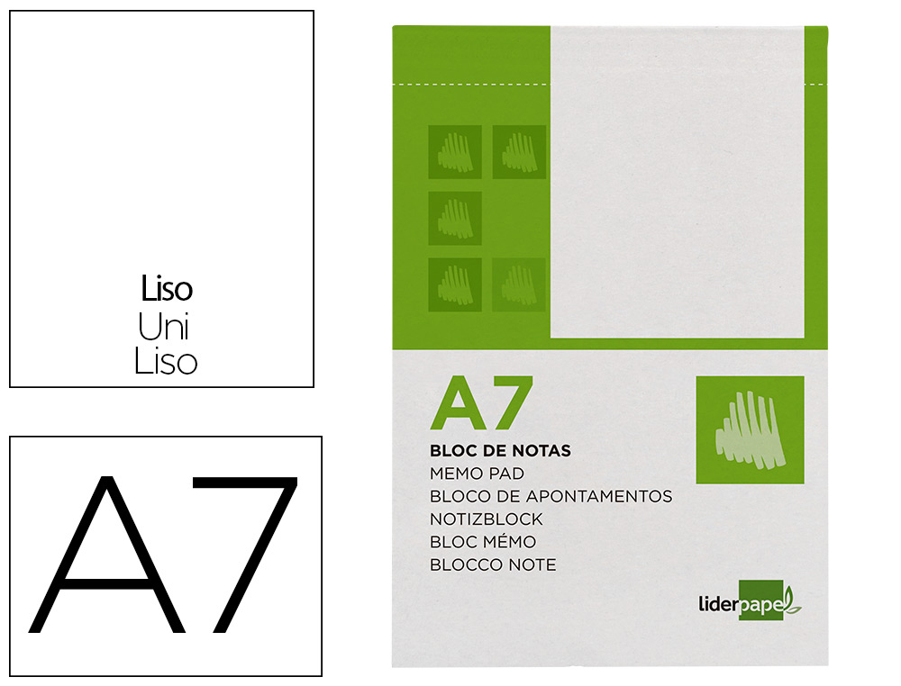BLOCO DE APONTAMENTOS LIDERPAPEL DIN A7 80 F LISO