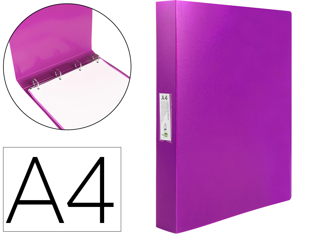 PASTA LIDERPAPEL POLIPROPILENO DIN A4 4 ANEIS 25 MM MISTOS LAVANDA OPACO