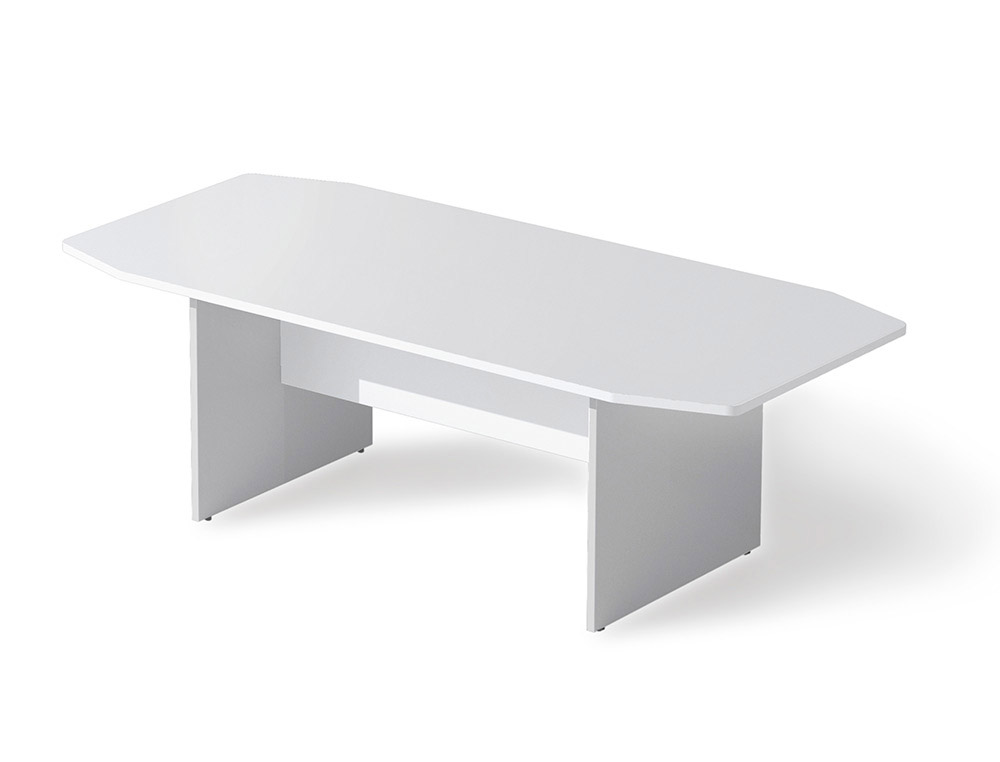 MESA DE REUNIAO ROCADA MEETING 3003AB04 ESTRUTURA EM MADEIRA CINZA ALUMINIO TABULEIRO EM MADEIRA BRANCO 220X100X72 CM