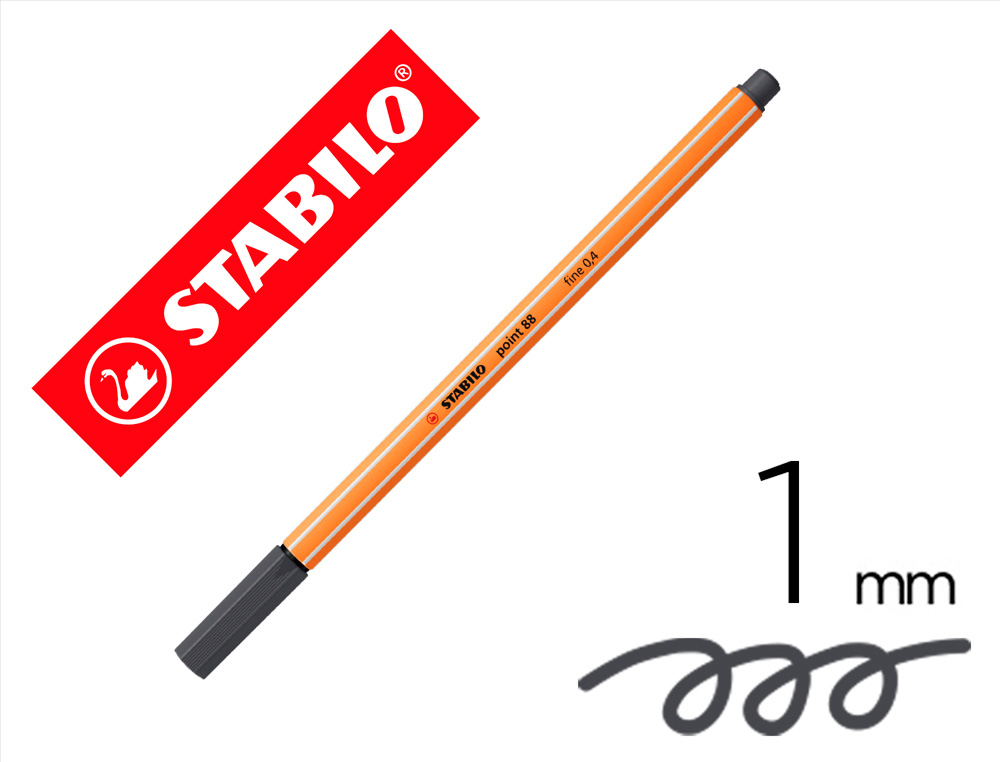 MARCADOR STABILO PONTA DE FIBRA POINT 88 CINZA AZULADO INTENSO 0,4 MM