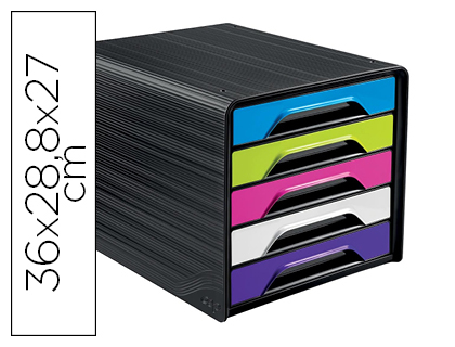 BLOCOS CLASSIFICADORES DE SECRETARIA CEP 5 GAVETAS PRETO/MULTICOLOR FLASHY 360X288X270 MM