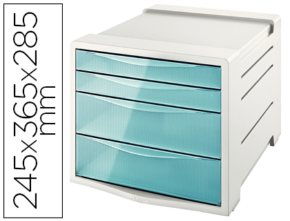 BLOCO CLASSIFICADOR DE SECRETARIA ESSELTE COLOUR ICE PLASTICO 4 GAVETAS COR AZUL 245X365X285 MM
