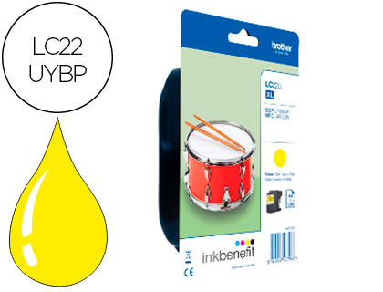 TINTEIRO BROTHER LC22UYBP XL DCP-J785DW / DCP-J785DWXL / MFC-J985DW / MFC-J985DW AMARELO 1.200 PAG