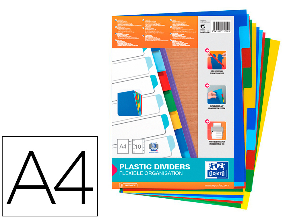 SEPARADOR ELBA PLASTICO 120 MC DIN A4 11 FUROS 10 POSICOES CORES SORTIDAS