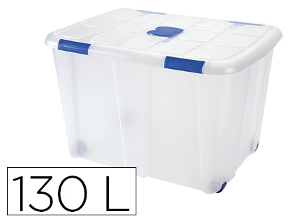 CAIXA DE ARMAZENAGEM PLASTICFORTE 130 LITROS N 16 TRANSPARENTE COM TAMPA 480X740X540 MM