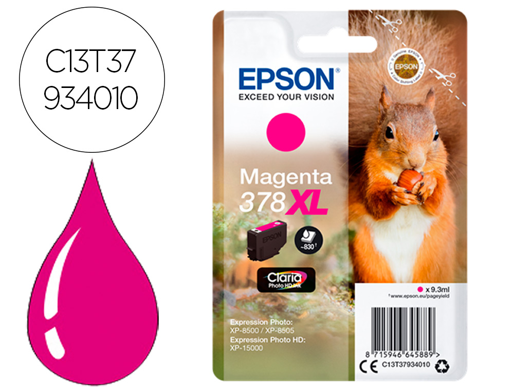 TINTEIRO EPSON 378 XL EXPRESSION HOME XP-8605 / 8606 / XP-15000 / XP-8500 / 8505 MAGENTA 830 PAG