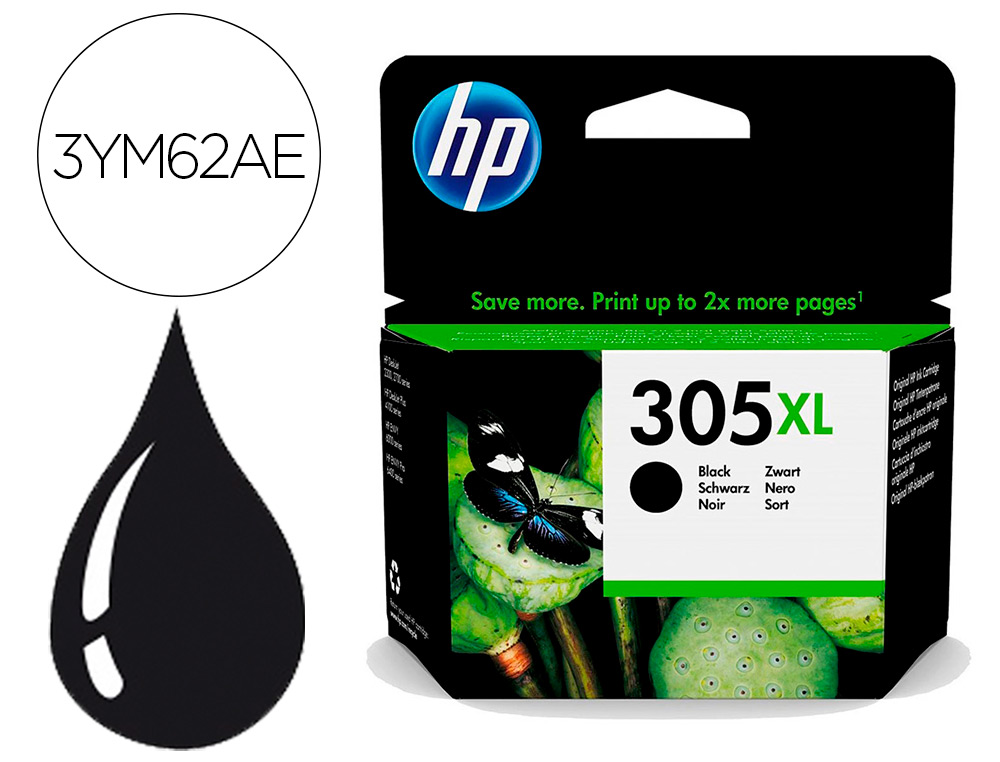 TINTEIRO HP 305 XL DESKJET 1210 / 1212 / 1255 / 2732 / 2752 / 4155 / 4158 ENVY 6020 / 6052 /6055 / 6420 PRETO 240