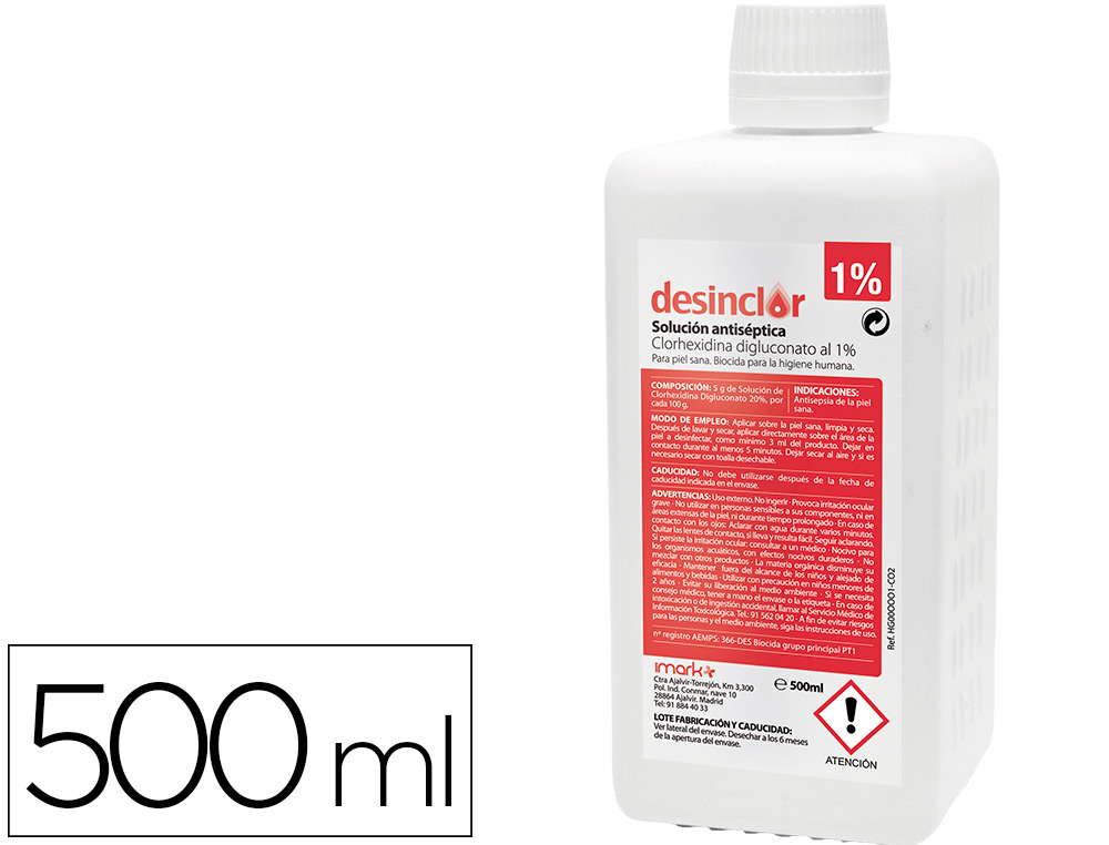 SOLUCAO ANTISSEPTICA CLOREXIDINA DESEMCLOR 1% FRASCO DE 500 ML