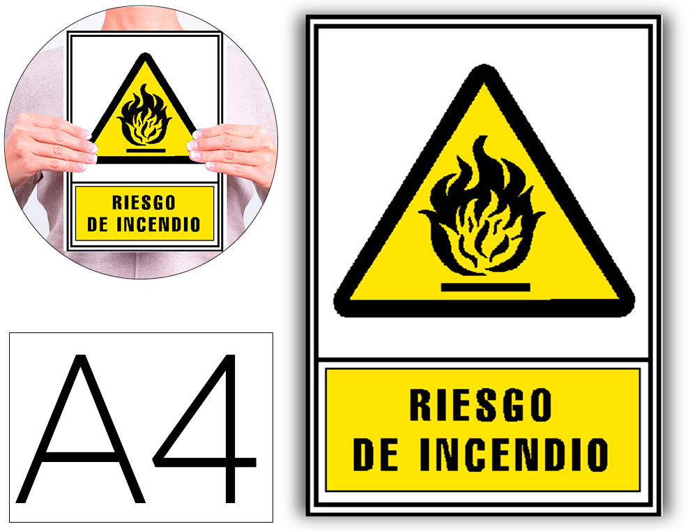 PICTOGRAMA ARCHIVO 2000 RISCO DE INCENDIO PVC AMARELO LUMINISCENTE 210X297 MM