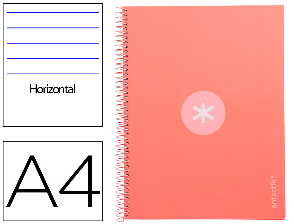 CADERNO ESPIRAL A4 MICRO ANTARTIK CAPA FORRADA 80F 90 GR HORIZONTAL 1 BANDA 4 FUROS COR ROSA CLARO