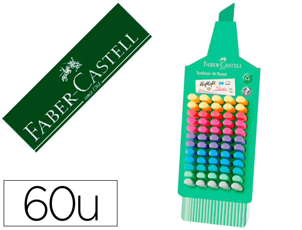 MARCADOR FABER FLUORESCENTE 1546 EXPOSITOR DE 60 UNIDADES CORES SORTIDAS