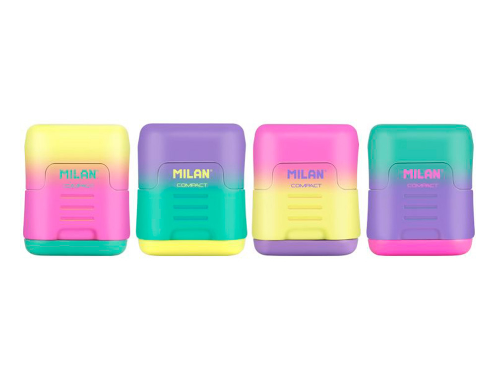 APARA LAPIS MILAN COMPACT SUNSET PLASTICO 2 USOS CORES SORTIDAS