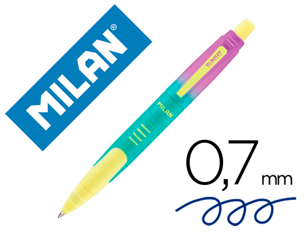 ESFEROGRAFICA MILAN COMPACT SUNSET RETRATIL TINTA AZUL PONTA 1 MM CORES SORTIDAS