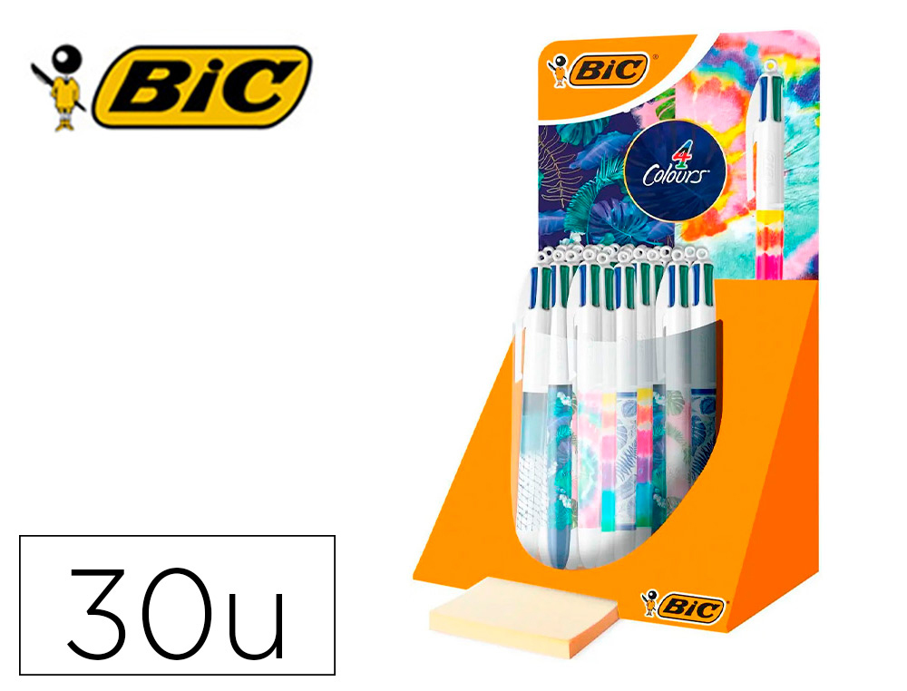 ESFEROGRAFICA BIC QUATRO CORES DECORADAS PONTA DE 1 MM EXPOSITOR DE 30 UNIDADES