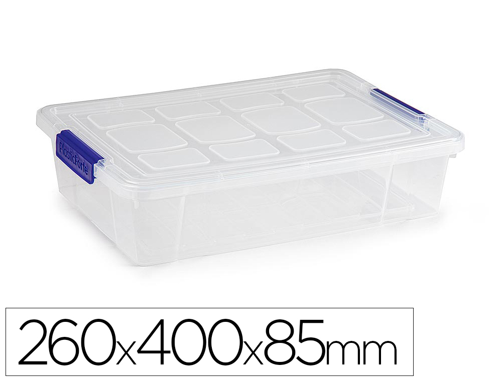 CAIXA DE ARMAZENAGEM PLASTICFORTE 5 LITROS N 30 TRANSPARENTE COM TAMPA 260X400X85 MM