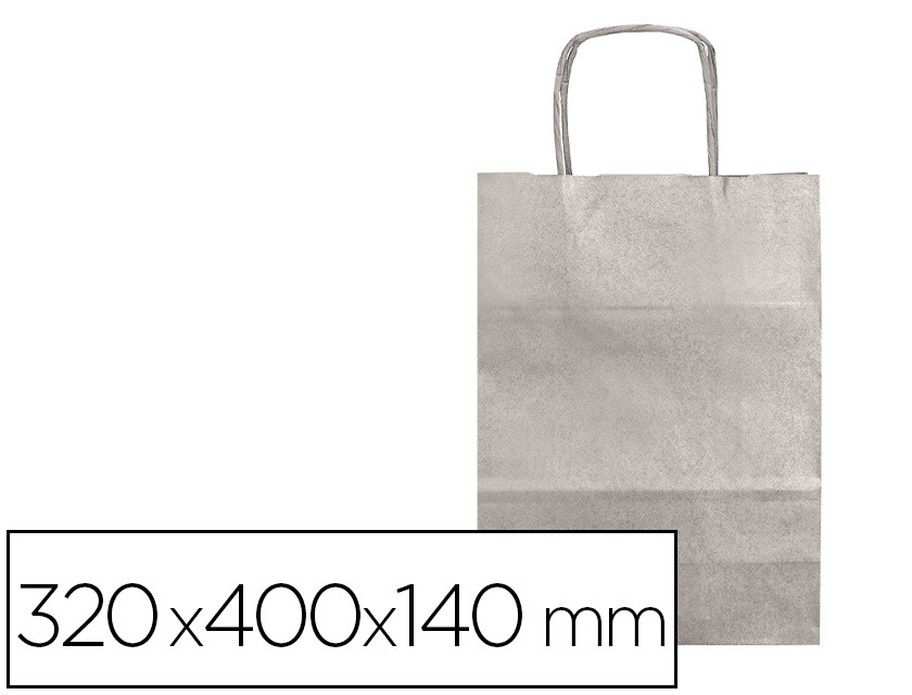 SACO DE PAPEL Q-CONNECT KRAFT PRATA L COM ASA TORCIDA 320X400X140 MM
