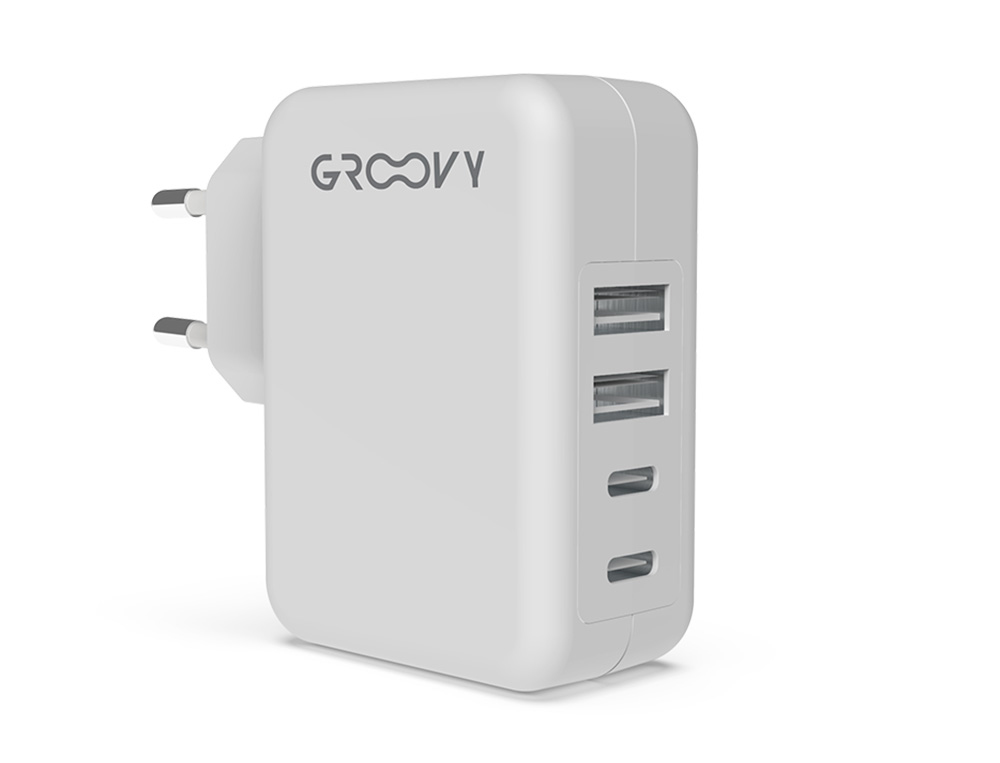 CARREGADOR DE PAREDE GROOVY 4 USB COR BRANCO