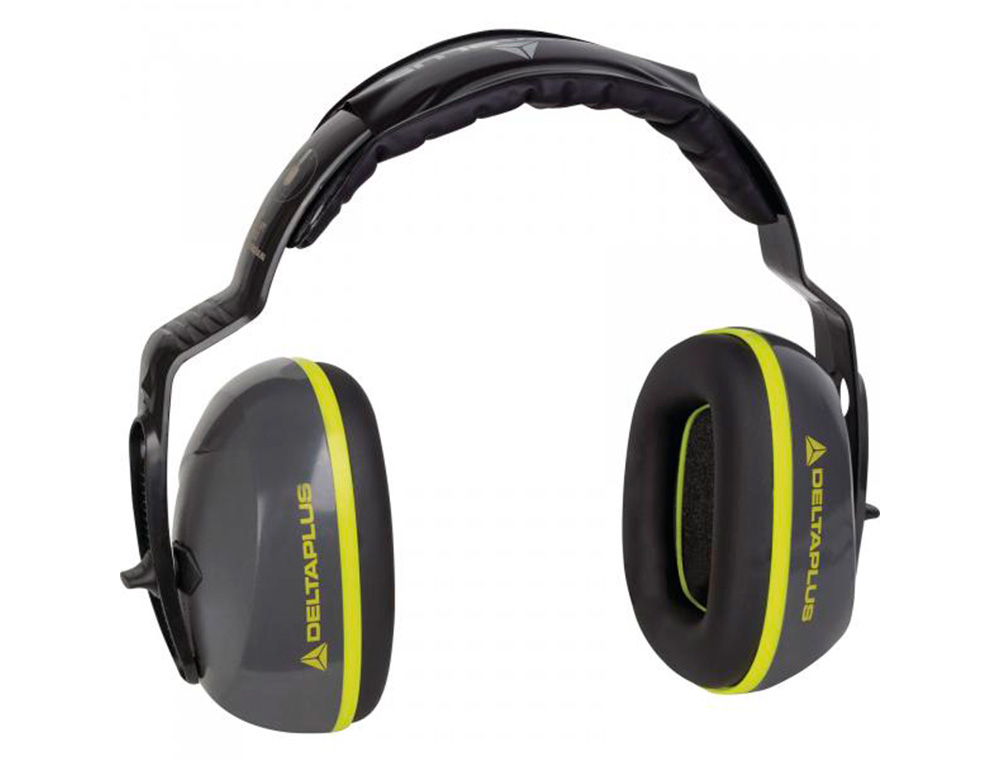 CAPACETE ANTI RUIDO DELTAPLUS COM PROTETORES DE OUVIDO ABS AJUSTAVEL EM ALTURA NORMA SNR 26 DB COR CINZA