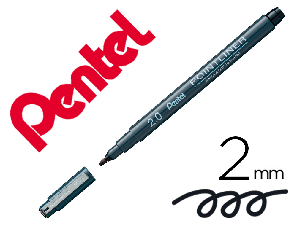 MARCADOR PENTEL POINTLINER PARA CALIGRAFIA COM TINTA PIGMENTADA COR PRETO PONTA DE 2 MM