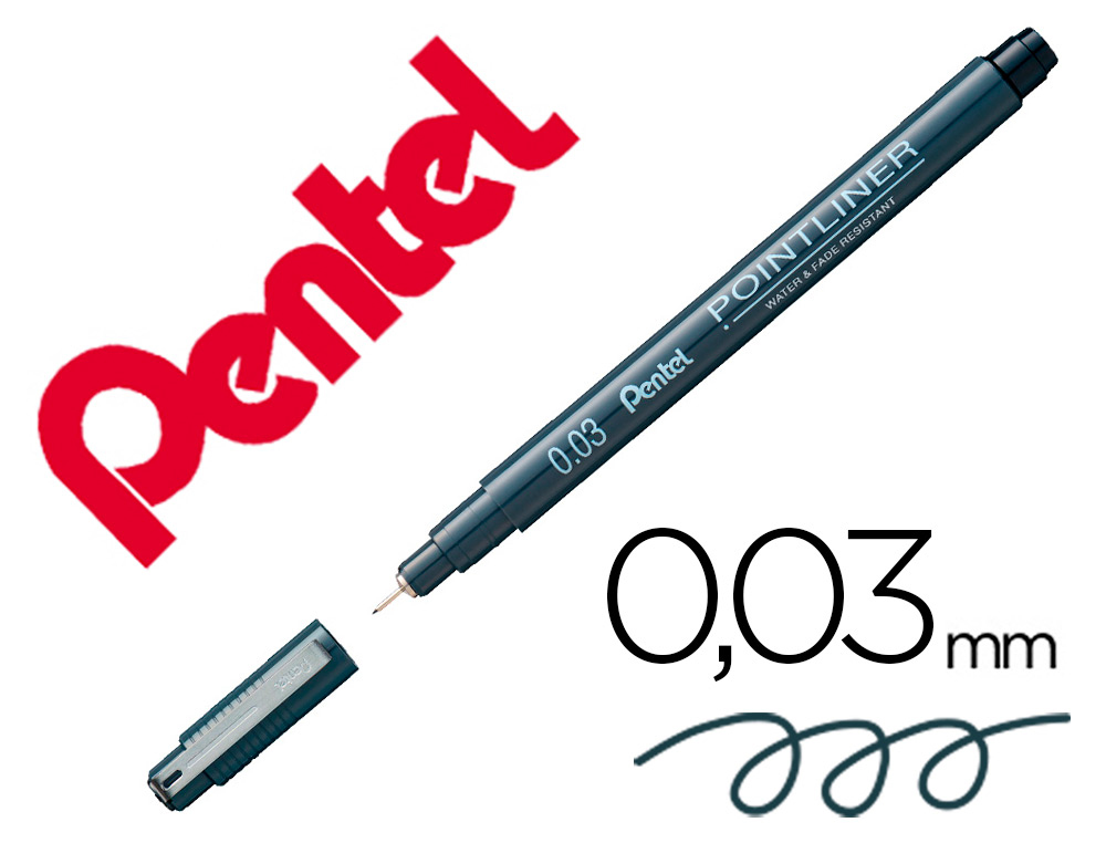 MARCADOR PENTEL POINTLINER COM TINTA PIGMENTADA COR PRETO PONTA DE 0,03 MM