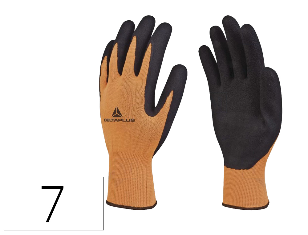 LUVAS DELTAPLUS POLIESTER IMPREGNADO LATEX PALMA E DEDOS LARANJA FLUOR/PRETO TAMANHO 7