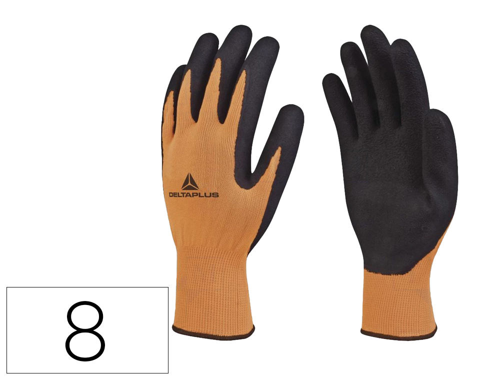 LUVAS DELTAPLUS POLIESTER IMPREGNADO LATEX PALMA E DEDOS LARANJA FLUOR/PRETO TAMANHO 8