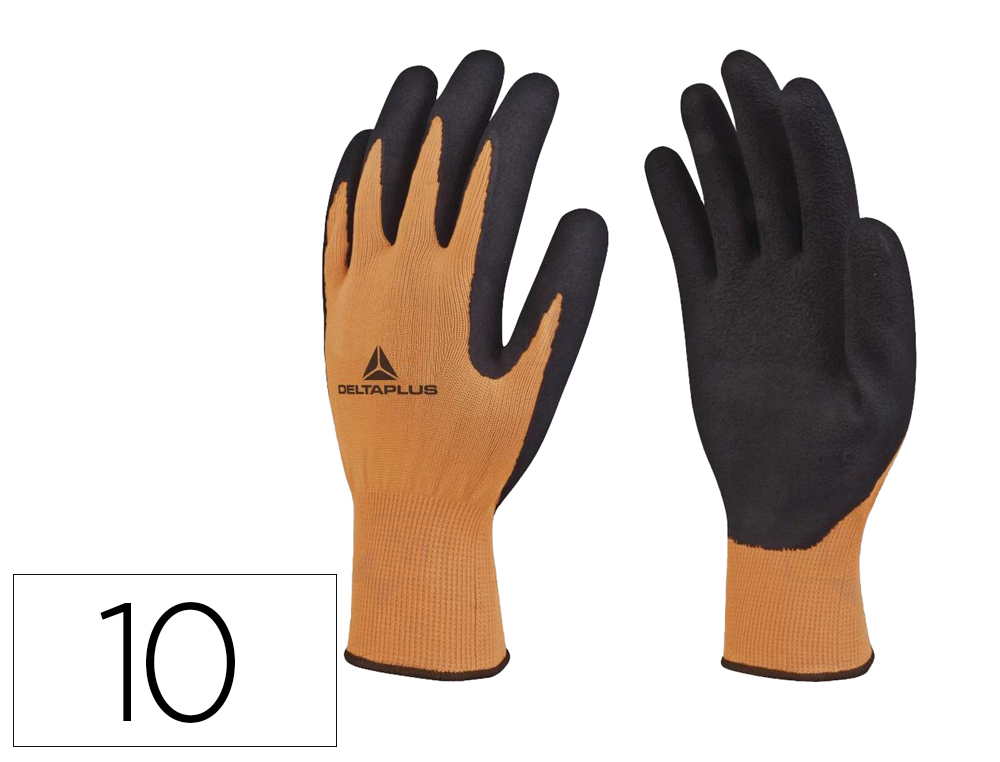 LUVAS DELTAPLUS POLIESTER IMPREGNADO LATEX PALMA E DEDOS LARANJA FLUOR/PRETO TAMANHO 10
