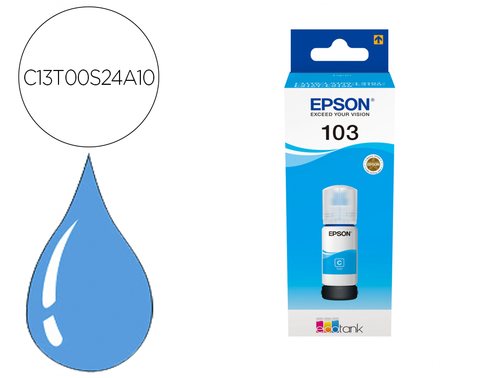 TINTA EPSON ECOTANK 103 L3110/3150/3151/5190 CIAN GARRAFA DE 65 ML