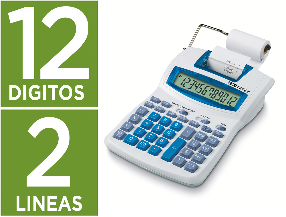CALCULADORA IBICO 1214X IMPRESSORA ECRA LCD PAPEL 57 MM 12 DIGITOS IMPRESSAO BICOLOR BRANCO/AZUL 155X55X218 MM