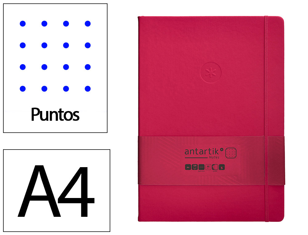 CADERNO COM ELASTICO ANTARTIK NOTES CAPA DURA A4 PONTILHADO FUCSIA 100 FOLHAS 80 GR FSC