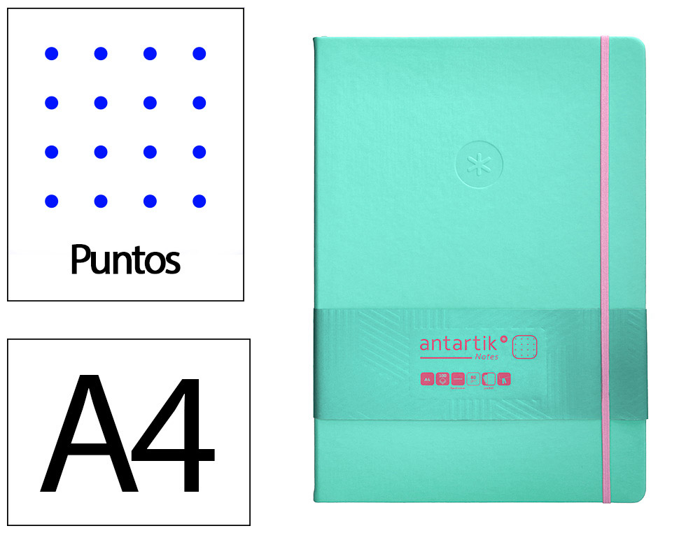 CADERNO COM ELASTICO ANTARTIK NOTES CAPA DURA A4 PONTILHADO ROSA E TURQUESA 100 FOLHAS 80 GR FSC