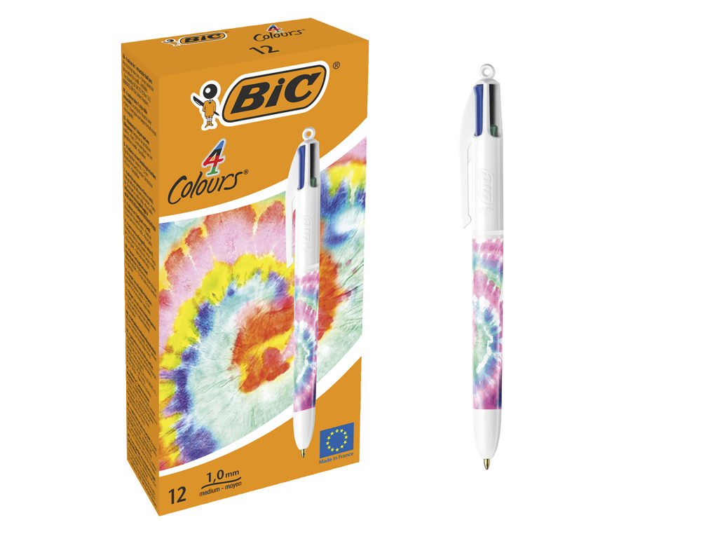 ESFEROGRAFICA BIC QUATRO CORES TIEDYE PASTEL PONTA DE 1 MM CORES SORTIDAS