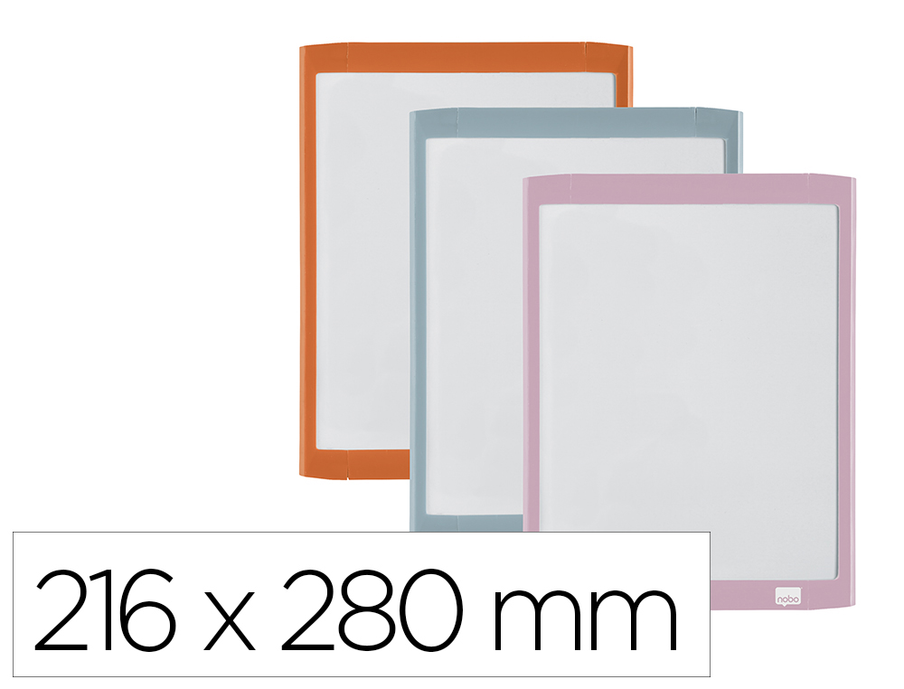 QUADRO BRANCO NOBO MAGNETICO COM APAGADOR IMAN E MARCADOR MOLDURA CORES PASTEL SORTIDAS 216X280 MM
