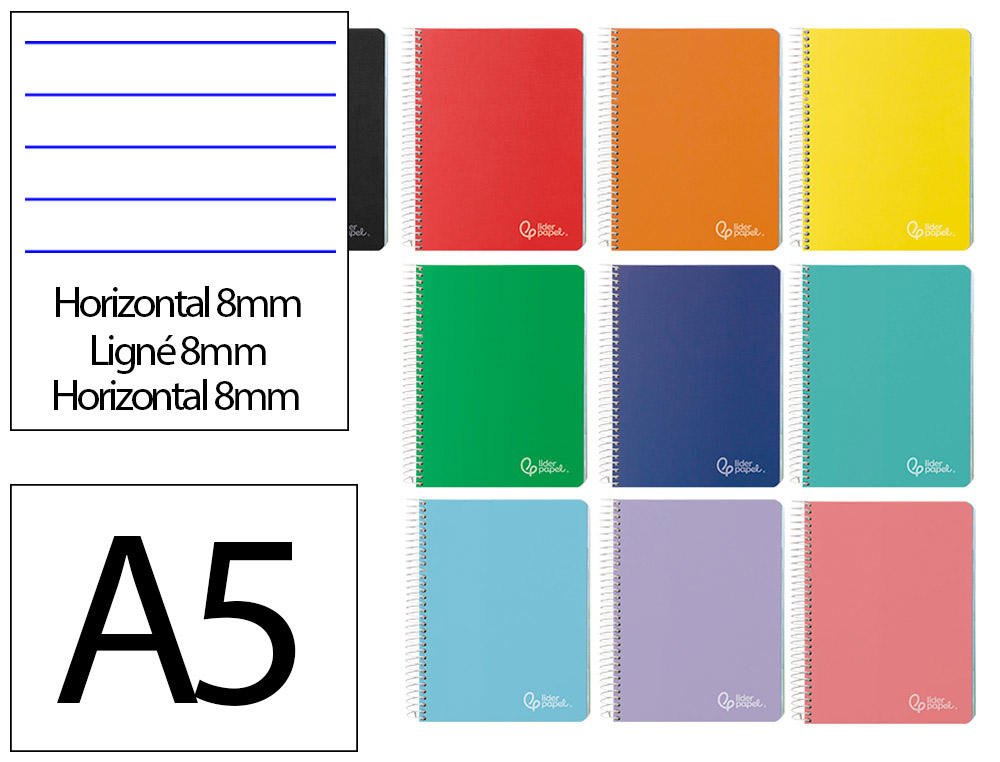 CADERNO ESPIRAL LIDERPAPEL WITTY MICRO DIN A5 CAPA DURA 120F 90GR PAUTADO 5 BANDAS 6 FUROS CORES SORTIDAS