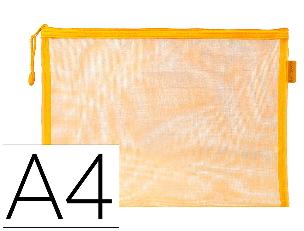 BOLSA COM FECHO DE CORRER LIDERPAPEL POLIESTER TRANSPIRAVEL MULTIUSOS DIN A4 AMARELO