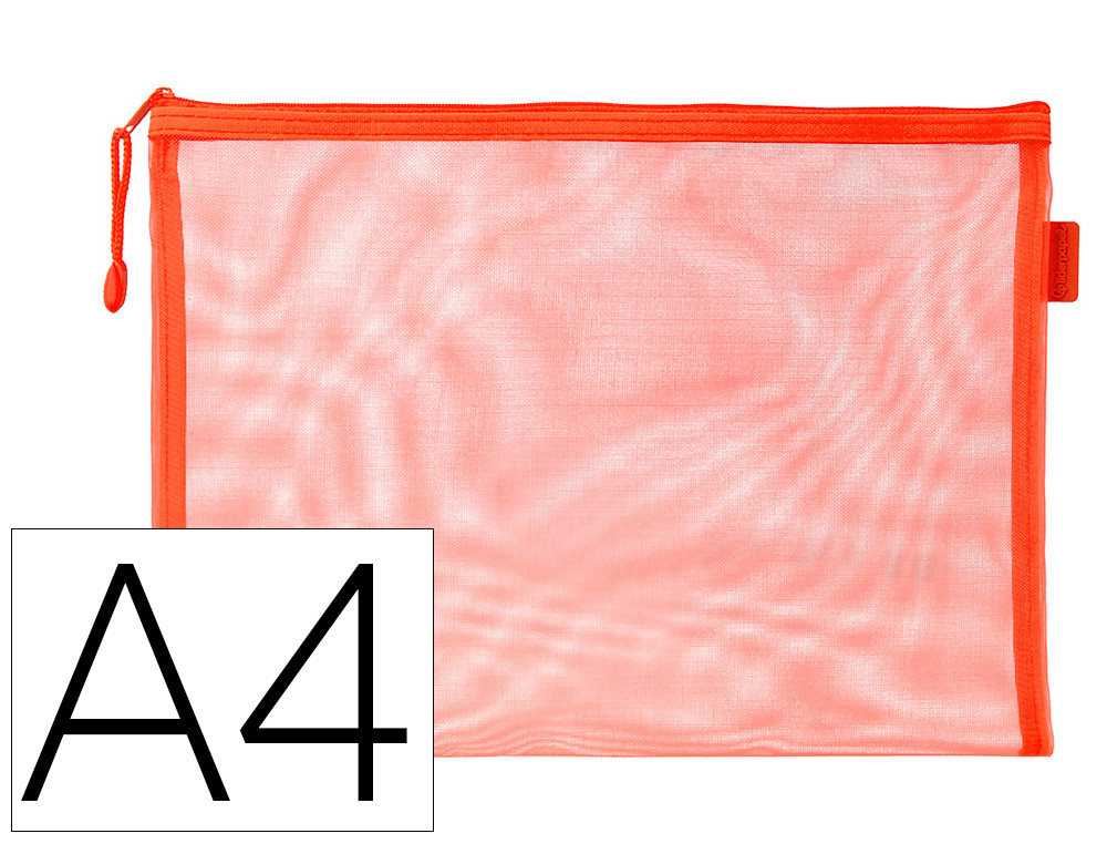 BOLSA COM FECHO DE CORRER LIDERPAPEL POLIESTER TRANSPIRAVEL MULTIUSOS DIN A4 LARANJA
