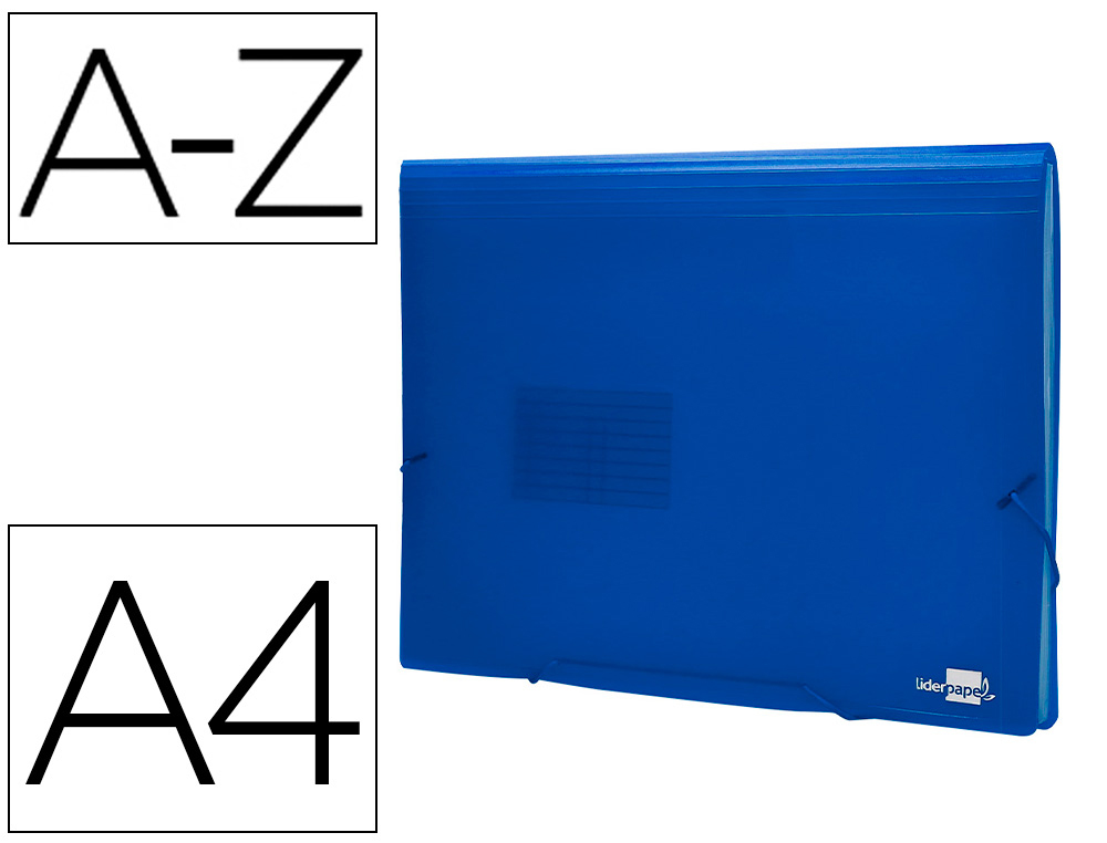 PASTA CLASSIFICADORA COM FOLE LIDERPAPEL DIN A4 TRANSPARENTE 13 DEPARTAMENTOS AZUL