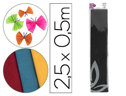 PAPEL CREPE EM CELOFANE LIDERPAPEL 50 CM X 2,5 M PRETO CLASSICO