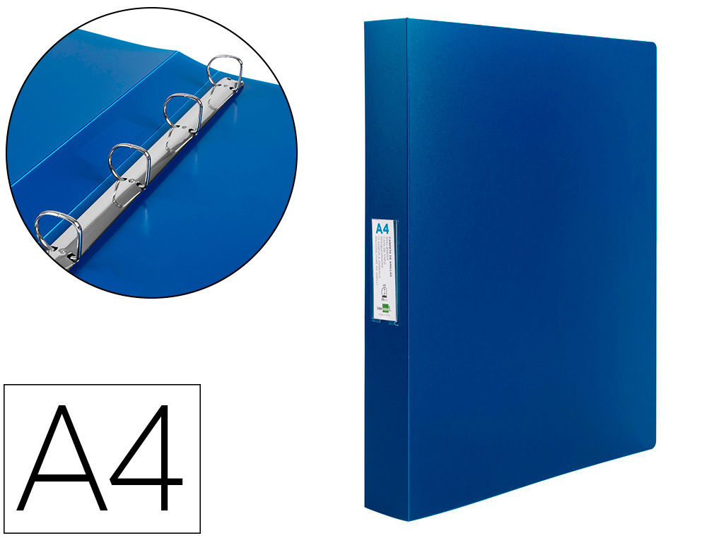 PASTA LIDERPAPEL POLIPROPILENO DIN A4 4 ANEIS 25 MM MISTOS AZUL TRANSLUCIDO
