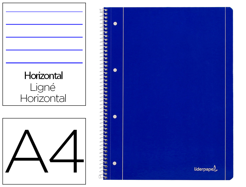 CADERNO ESPIRAL LIDERPAPEL CAPA AZUL 80 F DIN A4 PAUTADO