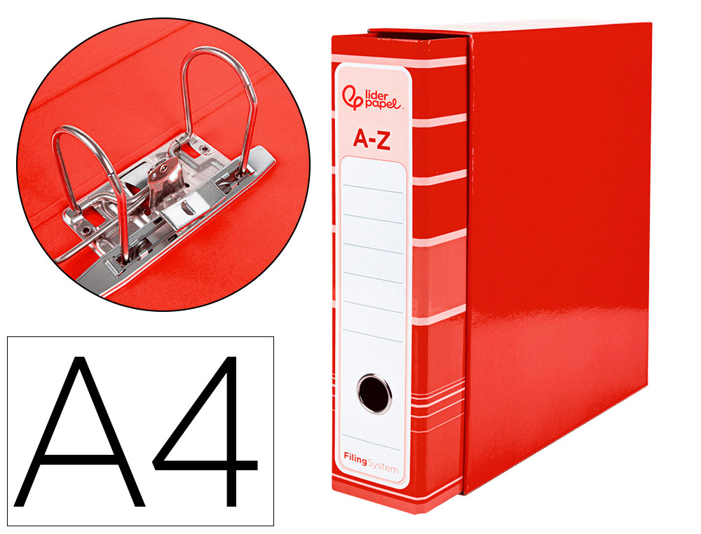 PASTA DE ARQUIVO DE ALAVANCA LIDERPAPEL FILING SYSTEM CARTAO FORRADO DIN A4 COM CAIXA VERMELHA
