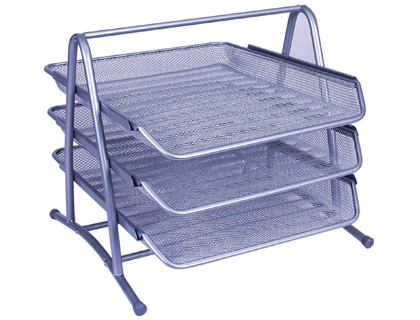 CONJUNTO 3 TABULEIROS DE SECRETARIA Q-CONNECT REDE METALICA, CINZENTO