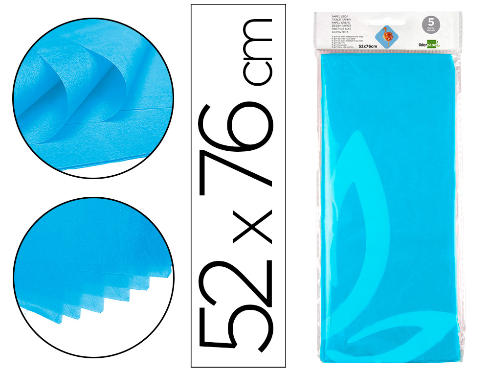 PAPEL SEDA LIDERPAPEL 52 X 76 CM 18 GR CELESTE
